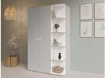 Kleiderschrank OTTO HOME "ELLEETE geräumiger Schrank mit Regalfächern und Kleiderstangen", grau (weiß, hellgrau), B:120cm H:196,5cm T:60cm, Melamin, Schränke, Kleiderschrank, Garderobe mit 3 Drehtüren und 5 offene Fächer