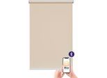 Elektrisches Rollo SUNLINES "San Francisco", beige (creme, weiß), B:180cm H:180cm, Polyester, Rollos, Elektrisches Rollo, appgesteuert via Bluetooth, mit Motor und Akku, weißer Fallstab