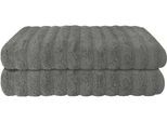 Duschtücher SCHIESSER "Neapel aus 100% Baumwolle mit eleganter Hoch-Tief-Optik", grau (dunkelgrün), B:70cm L:140cm, Frottier, Baumwolle, Handtücher, Duschtücher, OEKO-TEX MADE IN GREEN