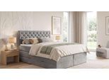 Boxspringbett HOME AFFAIRE "SELJORD mit Bettkasten, Matratze und Topper, Breite 160 oder 180 cm", hellgrau, B:187cm L:208cm, Hartfaserplatte, Holz teilmassiv, Massivholz, Spanplatte, Komplettbetten, Boxspringbett, Bonnell- oder Taschenfederkernmatratze (H2, H3, H4), mit Knopfheftung