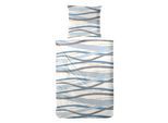 Bettwäsche PRIMERA "Biber-Bettwäsche Whips", grau, blau, B/L: 155cm x 220cm, 1 Stk., 1 Stk., Biber, B/L: 80cm x 80cm, 2 Stk., Biber, Obermaterial: 100% Baumwolle, Bettwäsche, Bettwäsche, mit modernen Linien