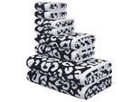 Handtuch Set OTTO HOME "Regona Leo, 8 tlg. Set, Premium Handtücher, 100% Baumwolle, 550 gr/m²", schwarz, weiß, 8, Frottier, Frottier, Obermaterial: 100% Baumwolle, Handtuch-Sets, Handtuch Set, Animal Print, Duschtücher, Handtücher, Gästetücher, Seiftücher