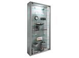 Standvitrine VCM "Holz Glas Stand Vitrine Sammelvitrine Lumo Maxi", silber, B:59cm T:18cm, Obermaterial: 100% Holz Wood., Schränke, Standvitrine