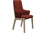 Polsterstuhl STRESSLESS "Laurel", rot (rot dinamica, eiche natur), B:58cm H:105cm T:60cm, Microfaser DINAMICA (88% Polyester, 12% Polyurethan), Stühle, Polsterstuhl, High Back mit Armlehne, Größe L, mit abgerundeten Beinen in Eiche