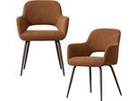 Esszimmerstuhl WOOOD "Jenny mit Hope-Gewebtem Bezug und Metallgestell, B 58 x T 58 x H 80 cm", braun, braun, B:58cm H:80cm T:58cm, Holzwerkstoff, Metall, Stühle, Esszimmerstuhl, (Set, 2 St) durchschnittliche Sitzhöhe, Tragkraft 100 kg
