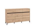 Sideboard HOME AFFAIRE "Marron, Kommode, vielseitig einsetzbar", schwarz (eichefarben, schwarz), B:157cm H:90cm T:40cm, Sideboards, Sideboard, Breite/Höhe 157/90 cm, mit 3 Schubladen, 2 Fächer hinter jeder Tür