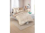 Bettwäsche WÄSCHEPUR Gr. 2, beige (beige, schoko, bedruckt), B/L: 155cm x 200cm, Feinbiber, B/L: 80cm x 80cm, 2 Stk., Feinbiber, 100% Baumwolle, Bettwäsche, Bettwäsche