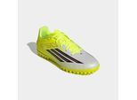 Fußballschuh ADIDAS PERFORMANCE "F50 CLUB, ROLLRASEN", Damen, Gr. 44,5, gelb (team solar gelb 2, core schwarz, lucid rot), Synthetik, Textil, Schuhe Fußballschuh, für kurzen Kunstrasen, Hart- und Aschenplätze
