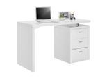 Hom`in Schreibtisch, Weiß, Chrom, Metall, Holzwerkstoff, 3 Schublade(n) Schubladen, rechteckig, Wange, Sockel, 55x75x120 cm, Bsci, Stauraum, Arbeitszimmer, Schreibtische, Bürotische