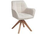 Livetastic Armlehnstuhl, Eiche, Beige, Holz, Textil, Eiche, massiv, Drehkreuz, 61x85x63 cm, Sitzfläche 360° drehbar, inklusive Armlehnen, Esszimmer, Stühle, Esszimmerstühle, Armlehnenstühle