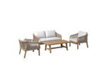 Ambia Garden Gartenset, Akazie, Beige, Textil, 4-teilig, Akazie, massiv, Füllung: Schaumstoff, geeignet für Balkon, Gartenmöbel, Gartenmöbel-Sets