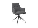 Ambia Garden Gartenstuhl, Grau, Dunkelgrau, Metall, Textil, Drehkreuz, 58x87x64 cm, wetterfest, Sitzfläche 360° drehbar, Gartenmöbel, Gartenstühle, Gartenstühle