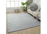 Teppich OTTO HOME "Cali Shaggy", grau, B:180cm H:22mm L:230cm, Kunstfaser, Microfaser, Teppiche, Teppich, Uni-Farben, kuschelig, & weich, waschbar, Wohnzimmer, Schlafzimmer