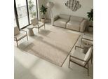 Teppich SEHRAZAT "Rio 1600, auch als Läufer", beige, B:80cm H:7mm L:300cm, Polyester, Teppiche, Teppich, Kurzflor, grafisches Hoch Tief Muster, Wohnzimmer