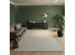 Teppich SEHRAZAT "Moda 1200, auch als Läufer", weiß (grau), B:100cm H:11mm L:200cm, Polyester, Polypropylen, Teppiche, Teppich, Kurzflor, grafisches Hoch Tief Muster, Wohnzimmer