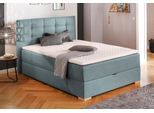Boxbett HOME AFFAIRE "Olivet mit Bettkasten", blau (petrol), B:154cm L:210cm, Komplettbetten, in 4 Farben, 4 Breiten, 2 Matratzenarten, auch in Überlänge 220 cm