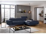 Ecksofa W.SCHILLIG "piedroo, Designsofa mit tollem Sitzkomfort, bequem und elegant, L-Form", blau (blau z59), B:303cm H:70cm T:193cm, Longlife Xtra-Leder Z59: Glattleder mit modischer Prägung. Hautstärke 0, 9 - 1, 1 mm, Sofas, Ecksofa, Kopfteilverstellung, wahlweise mit Sitztiefenverstellung, Breite 303cm