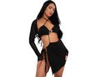 Missy Empire Bolerojurk met uitsnijdingen voor dames (Zwart)