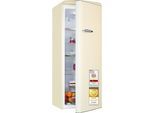 EXQUISIT Kühlschrank "RKS325-V-H-160C", Energieeffizienz: C, beige (magnolienweiß), Rechtsanschlag, nicht wechselbar, Kühlschränke, LED-Beleuchtung, verstellbare Glasböden, Retro-Design, Kühlschrank