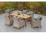 Garten-Essgruppe MERXX "Avellino", beige (steinbeige), Aluminium, Kunststoff, Massivholz, Sitzmöbel-Sets, Garten-Essgruppe, inkl. Auflagen