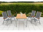 Garten-Essgruppe MERXX "»Siena«", grau (grau, grau, graphit), Aluminium, Massivholz, Polyester, Sitzmöbel-Sets, Garten-Essgruppe, Tisch: LxB: 150x90 cm