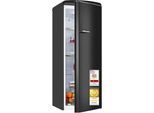 EXQUISIT Kühlschrank "RKS325-V-H-160C", Energieeffizienz: C, schwarz (mattschwarz), Rechtsanschlag, nicht wechselbar, Kühlschränke, LED-Beleuchtung, verstellbare Glasböden, Retro-Design, Kühlschrank