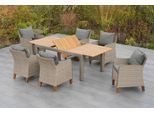 Garten-Essgruppe MERXX "Avellino", beige (steinbeige), Aluminium, Kunststoff, Massivholz, Sitzmöbel-Sets, Garten-Essgruppe, inkl. Auflagen