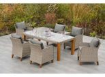 Garten-Essgruppe MERXX "Avellino", beige (steinbeige), Aluminium, Kunststoff, Massivholz, Sitzmöbel-Sets, Garten-Essgruppe, inkl. Auflagen