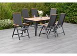 Garten-Essgruppe MERXX "»Siena«", grau (grau, grau, graphit), Aluminium, Massivholz, Polyester, Sitzmöbel-Sets, Garten-Essgruppe, Tisch: LxB: 150x90 cm