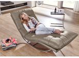 Relaxliege W.SCHILLIG "daily dreams", braun (stone z59), B:75cm H:85cm T:169cm, Longlife Xtra-Leder Z59: Glattleder mit modischer Prägung. Hautstärke 0, 9 - 1, 1 mm, Sofas, Relaxliege, in Waffelkissen-Optik, Schaukelgestell Chrom glänzend, in 2 Breiten