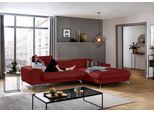 Ecksofa W.SCHILLIG "piedroo, Designsofa mit tollem Sitzkomfort, bequem und elegant, L-Form", rot (ruby rot z59), B:303cm H:70cm T:193cm, Longlife Xtra-Leder Z59: Glattleder mit modischer Prägung. Hautstärke 0, 9 - 1, 1 mm, Sofas, Ecksofa, Kopfteilverstellung, wahlweise mit Sitztiefenverstellung, Breite 303cm