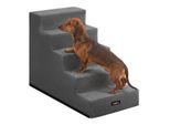 FEANDREA Hundetreppe, 2/3/4/5 Stufen Haustiertreppe aus grauem Cordstoff Waschbar schiefergrau XXL