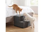FEANDREA Hundetreppe, 2/3/4/5 Stufen Haustiertreppe aus grauem Cordstoff Waschbar schiefergrau M