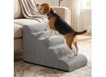 FEANDREA Hundetreppe, 2/3/4/5 Stufen, Cord mit Querstreifen, wasserdicht, rutschfest, abnehmbarer waschbarer Bezug