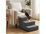 FEANDREA Hundetreppe, 2/3/4/5 Stufen Haustiertreppe aus grauem Cordstoff Waschbar schiefergrau L