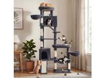 FEANDREA Kratzbaum, 202 cm hoch, Katzenbaum, für große Katzen, Katzenkratzbaum dunkelgrau