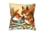 Kreuzstichkissen "Eichhörnchen & Vogel"