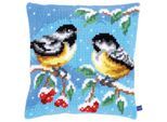 Kreuzstichkissen "2 Blaumeisen Winter"