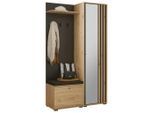 Carryhome Garderobe , Schwarz, Eiche Artisan , Glas, Holzwerkstoff , 5-teilig , 114x197x40 cm , Garderobe, Garderobensets & -serien, Garderoben-Set