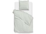 Bettwäsche ZO HOME "Banda-di-Lino", grün (moss, grün), B/L: 135cm x 200cm, 1 Stk., 1 Stk., Renforcé, B/L: 80cm x 80cm, 2 Stk., Renforcé, Obermaterial: 100% Baumwolle, Bettwäsche, Bettwäsche, Bettwäsche aus 100% Baumwolle, hochwertiges Renforcé