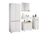 Badmöbel-Set VCM "4-tlg. Badmöbel Set Komplett Badschrank Cosila L", weiß, B:154cm T:35cm, Obermaterial: 100% Holz Wood., Kastenmöbel-Sets, Badmöbel-Set