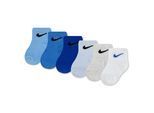 Socken NIKE SPORTSWEAR "NHN SWOOSH 6PK INFANT ANKLE SO", Mädchen, Gr. 86, football blau, Obermaterial: 52% Baumwolle, 43% Polyester, 5% Elasthan, Socken Socken, für Babys, 6er-Set, weiches, elastisches Material, elastischer Bund