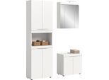 Badmöbel-Set OTTO HOME "MAOI, 3-tlg. Badkombi, hochwertige MDF Front, optional mit Beleuchtung", weß, weiß matt, B:135cm H:194cm T:50cm, Holzwerkstoff, MDF, Spiegelglas, Kastenmöbel-Sets, Badmöbel-Set, Bad-Kombination, Bad-Möbel, Badezimmer, Kombination, Kombi