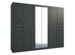 P & B , Graphitfarben , Holzwerkstoff , 6 Fächer , 4 Schublade(n) Schubladen , 270x208x58 cm , BQ - Bündnis für Qualität, Made in Germany, DIN EN ISO 9001 , in verschiedenen Größen erhältlich, in verschiedenen Holzdekoren erhältlich ,