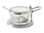 Menage APS "Classic", silber (edelstahlfarben), H:7cm Ø:10,5cm, Menage-Sets, Menage, für Parmesan, Edelstahl/Glas