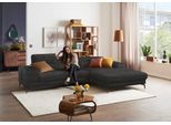 Ecksofa W.SCHILLIG "Piedroo, Designsofa mit tollem Sitzkomfort, elegant und bequem, L-Form", grau (anthrazit r66), B:303cm H:70cm T:193cm, Chenille-Flachgewebe R66 (85% Polyester, 15% Nylon), Sofas, Ecksofa, Kopfteilverstellung, wahlweise mit Sitztiefenverstellung, Breite 303cm