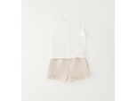 Shorts IDO "BABY GIRL SUMMER SET", Mädchen, Gr. 9, EURO-Größen, sanftes weiß, 95% Baumwolle, 5% Elasthan - 64% Leinen, 36% Baumwolle, Hosen Shorts