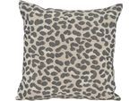 Dekokissen H.O.C.K. "Alia", schwarz, beige, gemustert, B:50cm H:10cm L:50cm, Obermaterial: 84% Baumwolle, 16% Polyester. Füllung: 100% Polyester, Dekokissen_Sitzkissen_Kissenhüllen, Sofakissen inkl. Füllung, 50x50cm, Dekokissen, Leo-Muster