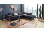 Ecksofa W.SCHILLIG "finn, Designsofa mit tollem Sitzkomfort, bequem, L-Form", grau (antracite s37), B:281cm H:71cm T:230cm, Flachgewebe S22 (100% Polyester);Stoff S37 (100% Polyester);Longlife Xtra-Leder Z59: Glattleder mit modischer Prägung. Hautstärke 0, 9 - 1, 1 mm, Sofas, Ecksofa, German Design Award 2016, Fußgestell Nussbaum natur, Breite 281 cm