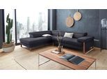Ecksofa W.SCHILLIG "finn, Designsofa mit tollem Sitzkomfort, bequem, L-Form", grau (antracite s37), B:281cm H:71cm T:230cm, Flachgewebe S22 (100% Polyester);Stoff S37 (100% Polyester);Longlife Xtra-Leder Z59: Glattleder mit modischer Prägung. Hautstärke 0, 9 - 1, 1 mm, Sofas, Ecksofa, German Design Award 2016, Fußgestell Nussbaum natur, Breite 281 cm